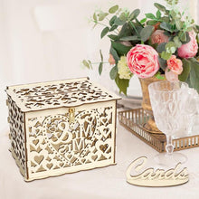 Load image into Gallery viewer, DIY Wedding Gift Card Box Wooden Money Box with Lock Beautiful Wedding Decoration Birthday Party Supplies