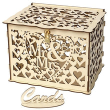 Load image into Gallery viewer, DIY Wedding Gift Card Box Wooden Money Box with Lock Beautiful Wedding Decoration Birthday Party Supplies